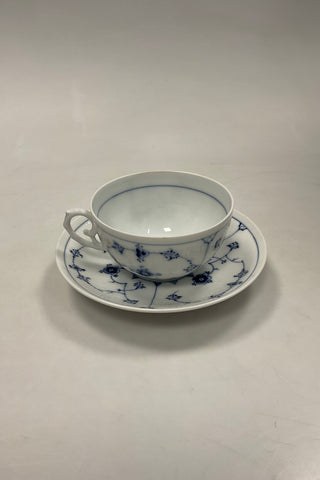 Bing og Grøndahl Blåmalet Riflet Stor Morgen Kop og underkop