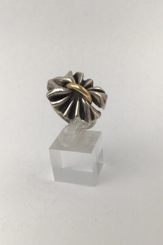 Georg Jensen Sterling Sølv / Guld Ring No. 400 Lene Munthe
