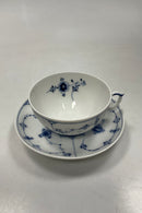 Royal Copenhagen Blue Fluted Plain Teacup and Saucer No 315 with inner painting