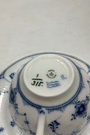 Royal Copenhagen Blue Fluted Plain Teacup and Saucer No 315 with inner painting