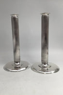 Pair of Georg Jensen Sigvard Bernadotte Sterling Silver Candlesticks No 855E
