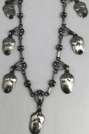Georg Jensen Sølv Halskæde No. 37 (Grøn Agat) (1915-1930)