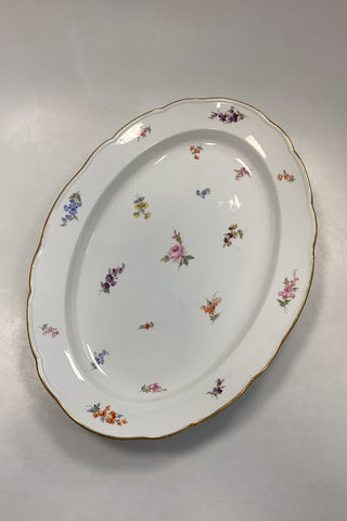 Meissen Porcelæn Ovalt Fad, Stort med Blomster Design