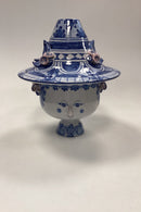 Bjørn Wiinblad Vase af Kvindehoved med Hat som Låg No. V51 fra 1980