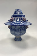 Bjørn Wiinblad Vase af Kvindehoved med Hat som Låg No. V51 fra 1980