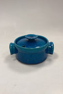 Kähler Ceramics Bowl with Lid and Handle, Turquoise Glaze.