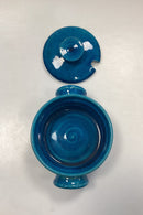 Kähler Ceramics Bowl with Lid and Handle, Turquoise Glaze.