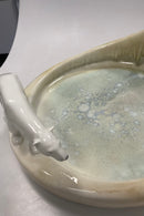 Stor Royal Copenhagen Art Nouveau Krystal Glasur Skål med Isbjørne designet af Arnold Krog og Glasur af Søren Berg "Nordpolen" fra 17. Januar 1925