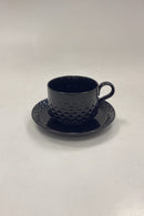 Bing og Grøndahl/Kronjyden Stentøj Sort Cordial Kaffekop og Underkop No. 305