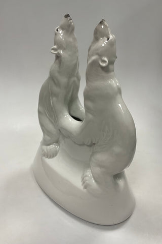 Royal Copenhagen Art Nouveau Krystal Glasur Vase med two isbjørne af Valdemar Engelhardt H80
