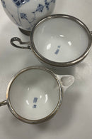 Royal Copenhagen Halvblonde Kaffekande, flødekande og sukkerskål med metal montering