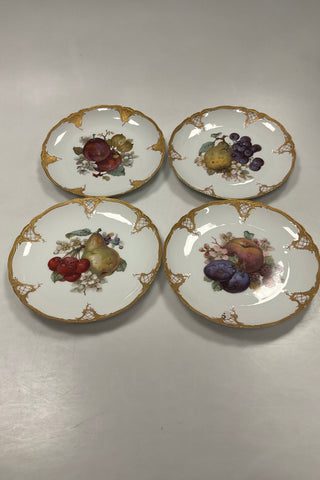 Set of 12 German Furstenberg Fruit Plates in overglaze and gold
