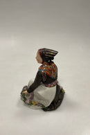 Royal Copenhagen Overglasur figur af Amager Blomster Pige No. 12412