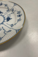 Royal Copenhagen Blue Fluted Plain Breakfast Plate with gold Dannebrog No. 178