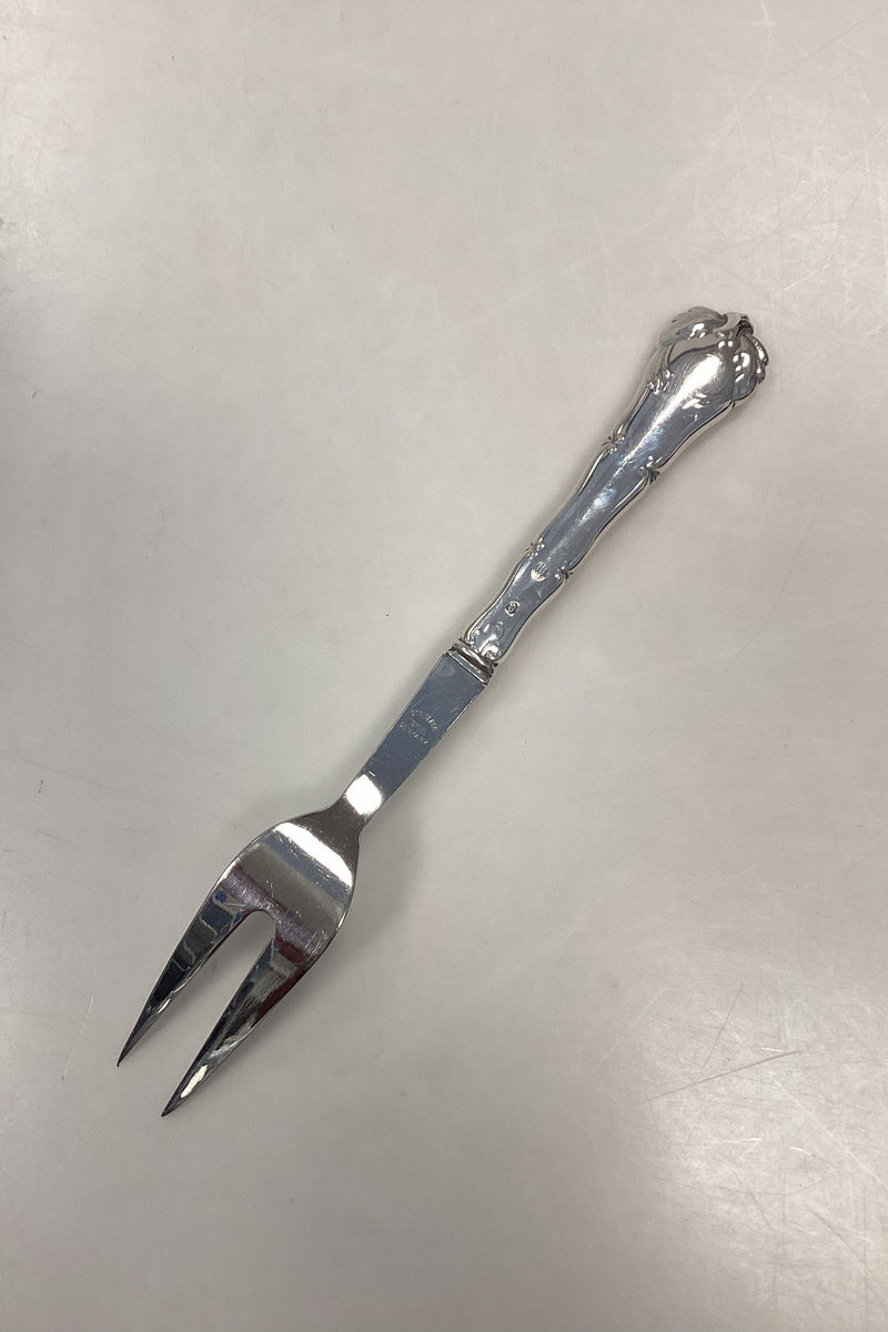 Dansk Ornamental Kødgaffel i Sølv