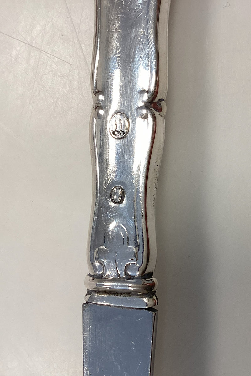 Dansk Ornamental Kødgaffel i Sølv