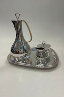 Georg Jensen Sterling Sølv Kaffesæt med bakke No 1015 Sigvard Bernadotte