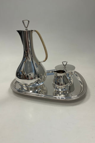 Georg Jensen Sterling Sølv Kaffesæt med bakke No 1015 Sigvard Bernadotte