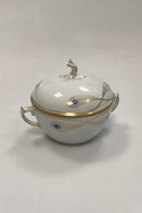 Royal Copenhagen Stel No. 118/9178 Sukkerskål Påfugl med Guldkant