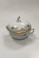 Royal Copenhagen Stel No. 118/9178 Sukkerskål Påfugl med Guldkant