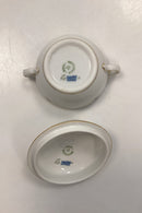 Royal Copenhagen Stel No. 118/9178 Sukkerskål Påfugl med Guldkant