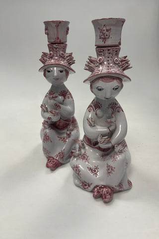 Par Bjørn Wiinblad Studio Figurer i Rød Kvinde Figurer fra 1986 og 1987