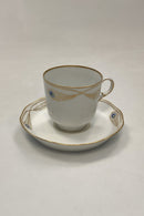 Royal Copenhagen Stel No. 118/2005 Kaffekop med Underkop Påfugl med Guldkant
