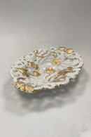 Meissen gennembrudt Porcelænsfad med blomsterdekoration og guld
