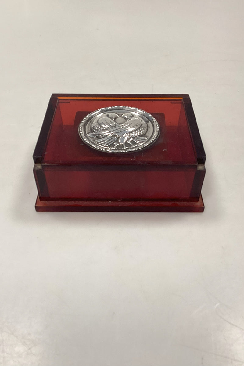 Smykkeæske med Aaron Shatkin Sterling Sølv Turtelduer Broche fra 1940erne