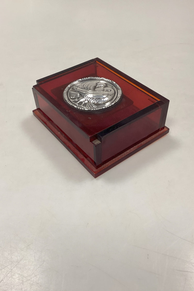 Smykkeæske med Aaron Shatkin Sterling Sølv Turtelduer Broche fra 1940erne