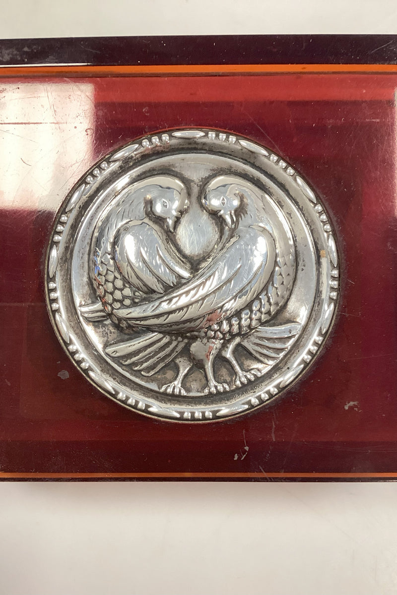 Smykkeæske med Aaron Shatkin Sterling Sølv Turtelduer Broche fra 1940erne