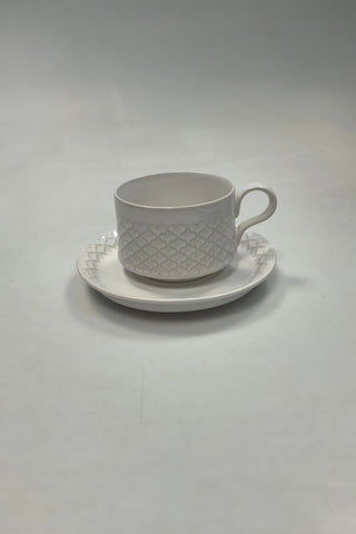 Bing og Grøndahl/Kronjyden Stentøj Hvid Cordial Kaffekop og Underkop No 305