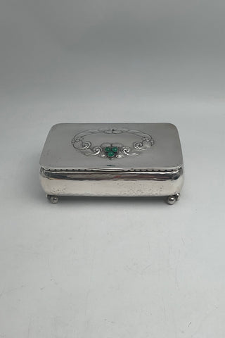 Georg Jensen Sølv Boks på fødder med Grønne Sten No. 83