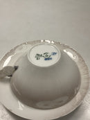 Royal Copenhagen / Kgl. Porcelæn Skærsommernatsdrøm Thekop Lyserød No. 1320 / 61  Designet af Arnold Krog.  Måler 4,1cm x  9,6cm og underkop 14,2 cm ( 1.61 inch x 3.77 inch, 5.55 inch ) Skår i underkoppen
