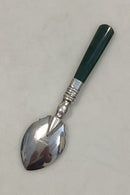 Engelsk J.H.W. Sterling sølv Sukkerske med håndtag af grøn agat