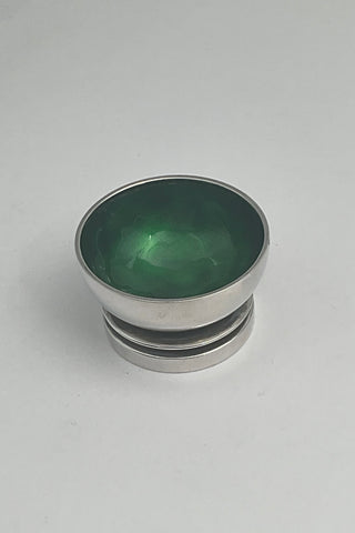 Georg Jensen Sterling Sølv Pyramide Saltkar No 632 (Grøn emalje)