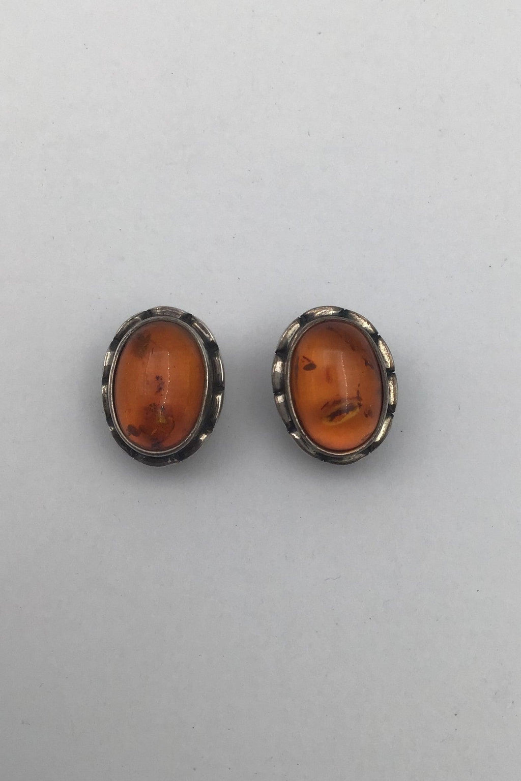 Georg Jensen Sterling Sølv Øreclips Årssmykke 2001 Rav - Danam Antik