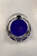 DFA Sukker / kandis Bowl i sølvplet med blå glas indsats