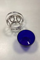 DFA Sukker / kandis Bowl i sølvplet med blå glas indsats