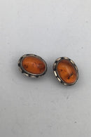 Georg Jensen Sterling Sølv Øreclips Årssmykke 2001 Rav - Danam Antik