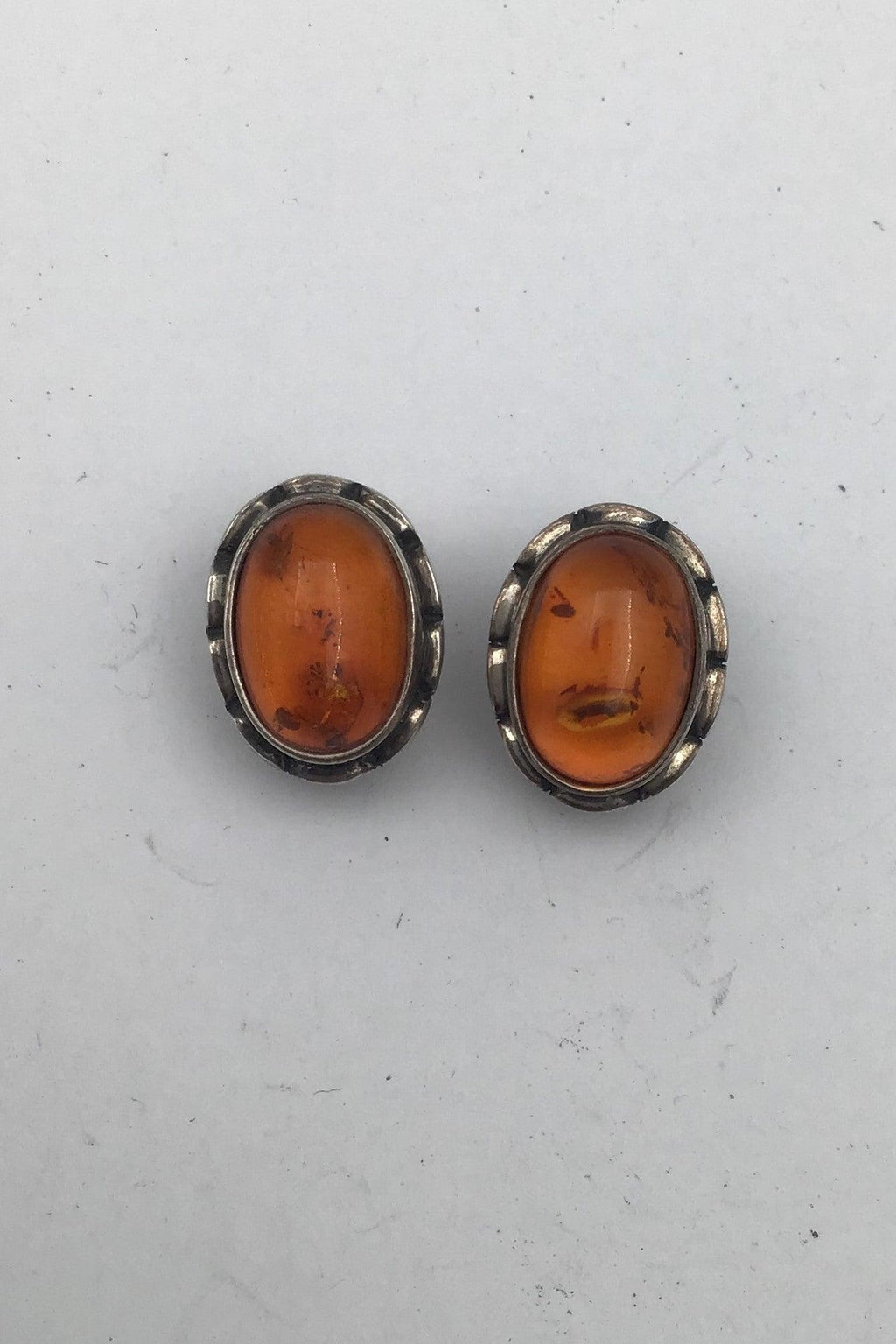 Georg Jensen Sterling Sølv Øreclips Årssmykke 2001 Rav - Danam Antik