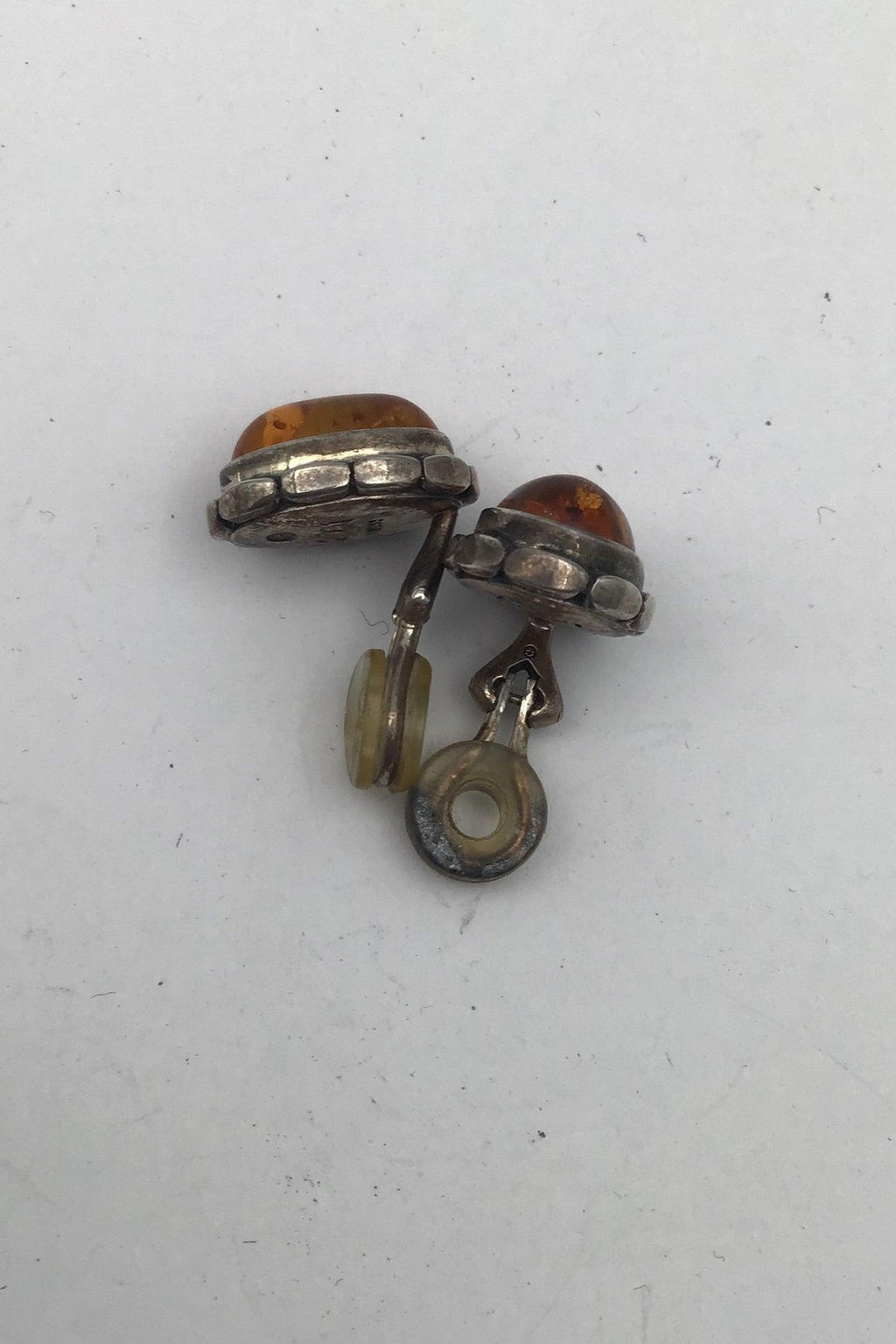 Georg Jensen Sterling Sølv Øreclips Årssmykke 2001 Rav - Danam Antik