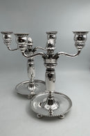 Par Georg Jensen Sølv 2 armet Lysestager med 4 fødder No. 114