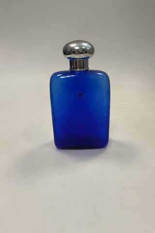 Carlo Moretti Murano Glas Flaske i blåt glas med stål låg