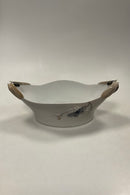 Royal Copenhagen Art Nouveau Oval Skål med Sølvsmede håndtag og sommerfugl dekoration No. 1528 / 323