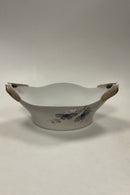 Royal Copenhagen Art Nouveau Oval Skål med Sølvsmede håndtag og sommerfugl dekoration No. 1528 / 323