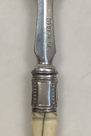 Udenlandsk Frokostgaffel i Sølvplet med Skaft af Ben