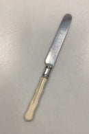 Udenlandsk Middagskniv i Sølvplet med skaft af Ben
