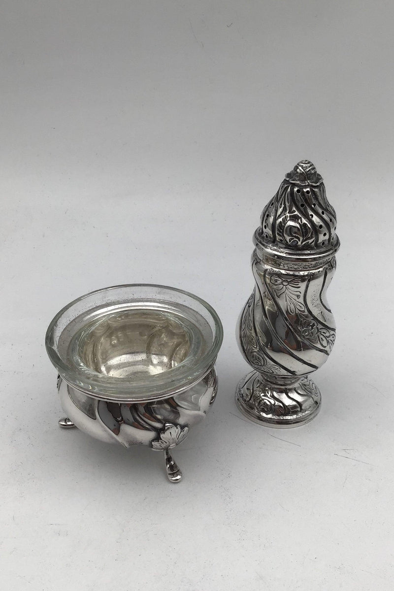 Cohr/Grün Sølv Salt og Pebersæt - Danam Antik