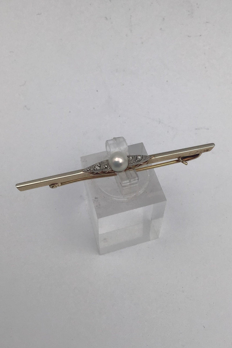 David Andersen 14K Guld Broche med Perle - Danam Antik